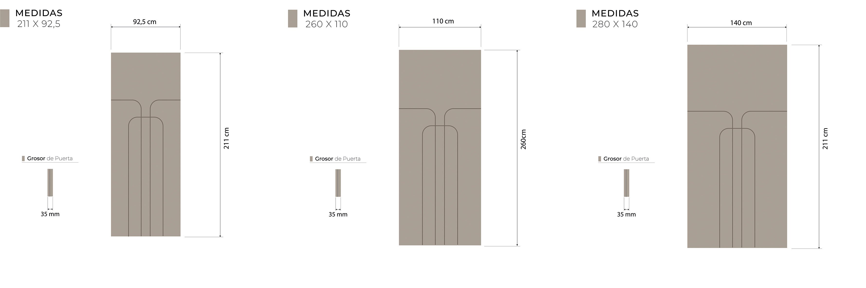 Medidas técnicos Artax Corredera Interior